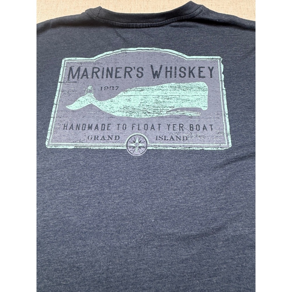 IZOD Saltwater Mens Large Long Sleeve T-Shirt Mariner's Whiskey Whale Navy Blue